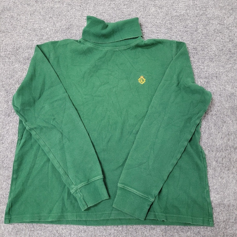 Lauren Ralph Lauren Turtleneck Womens Size M Green Cotton Crest Logo Long Sleeve